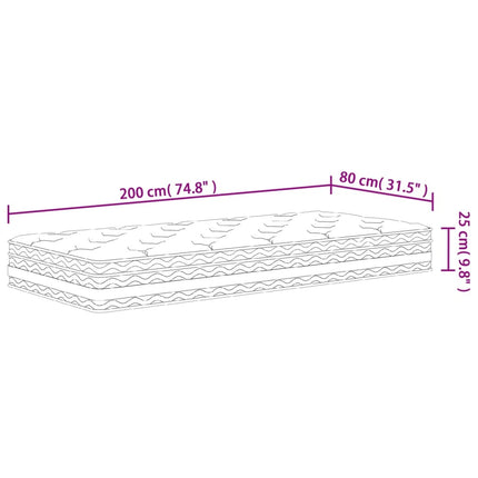 springmadras med pocketfjedre 80x200 cm medium