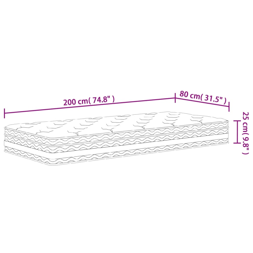 springmadras med pocketfjedre 80x200 cm medium