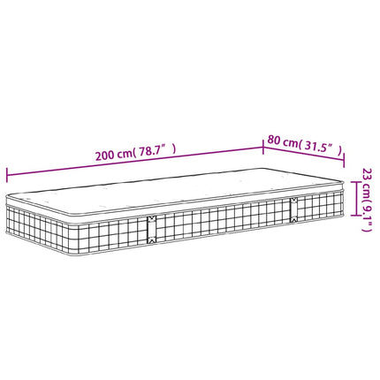 Innerspring madras Medium 80 x 200 cm 23 cm Hvid