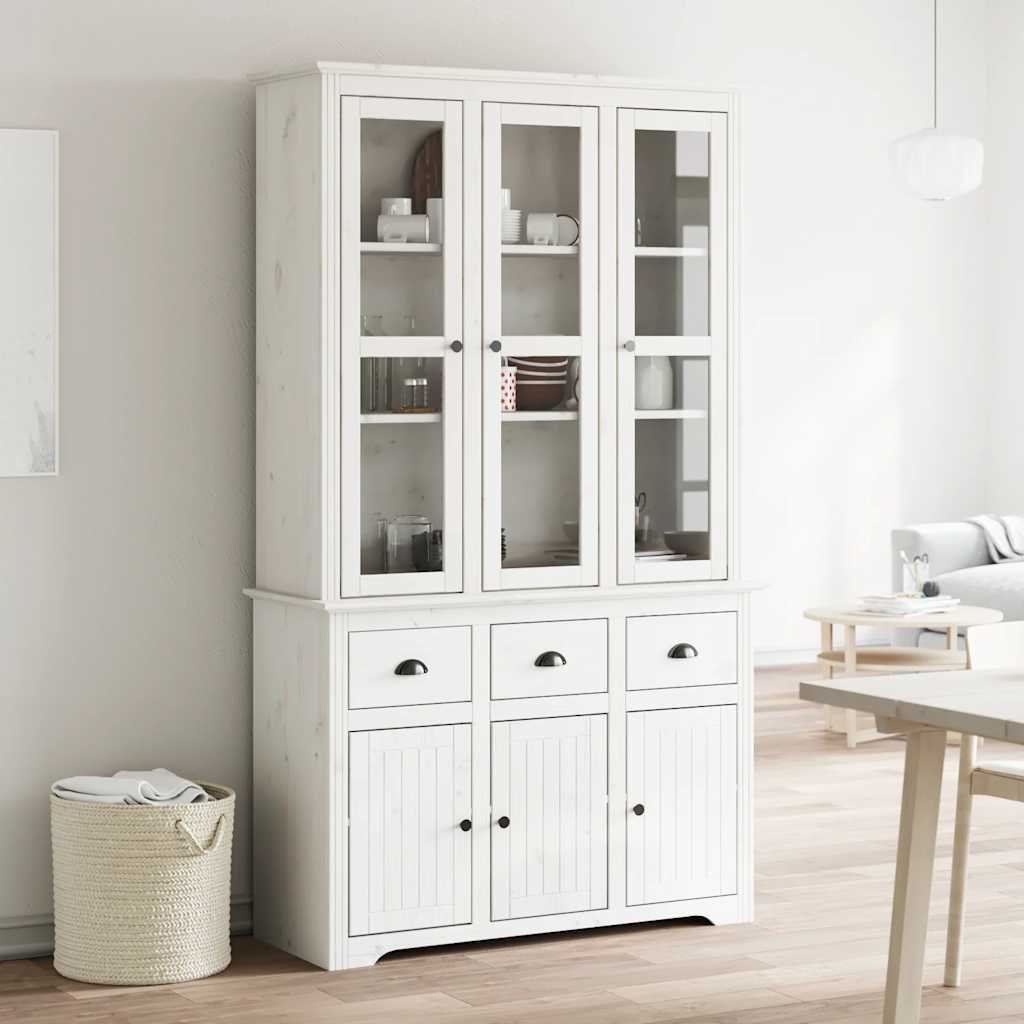 skænk BODO 115,5x43x200,5 cm massivt fyrretræ hvid