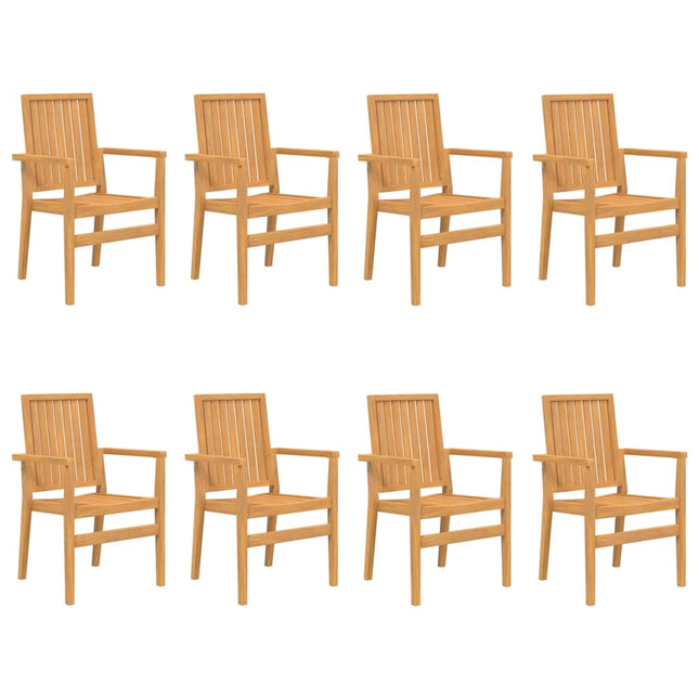 stabelbare havestole 8 stk. 56,5x57,5x91 cm massivt teaktræ