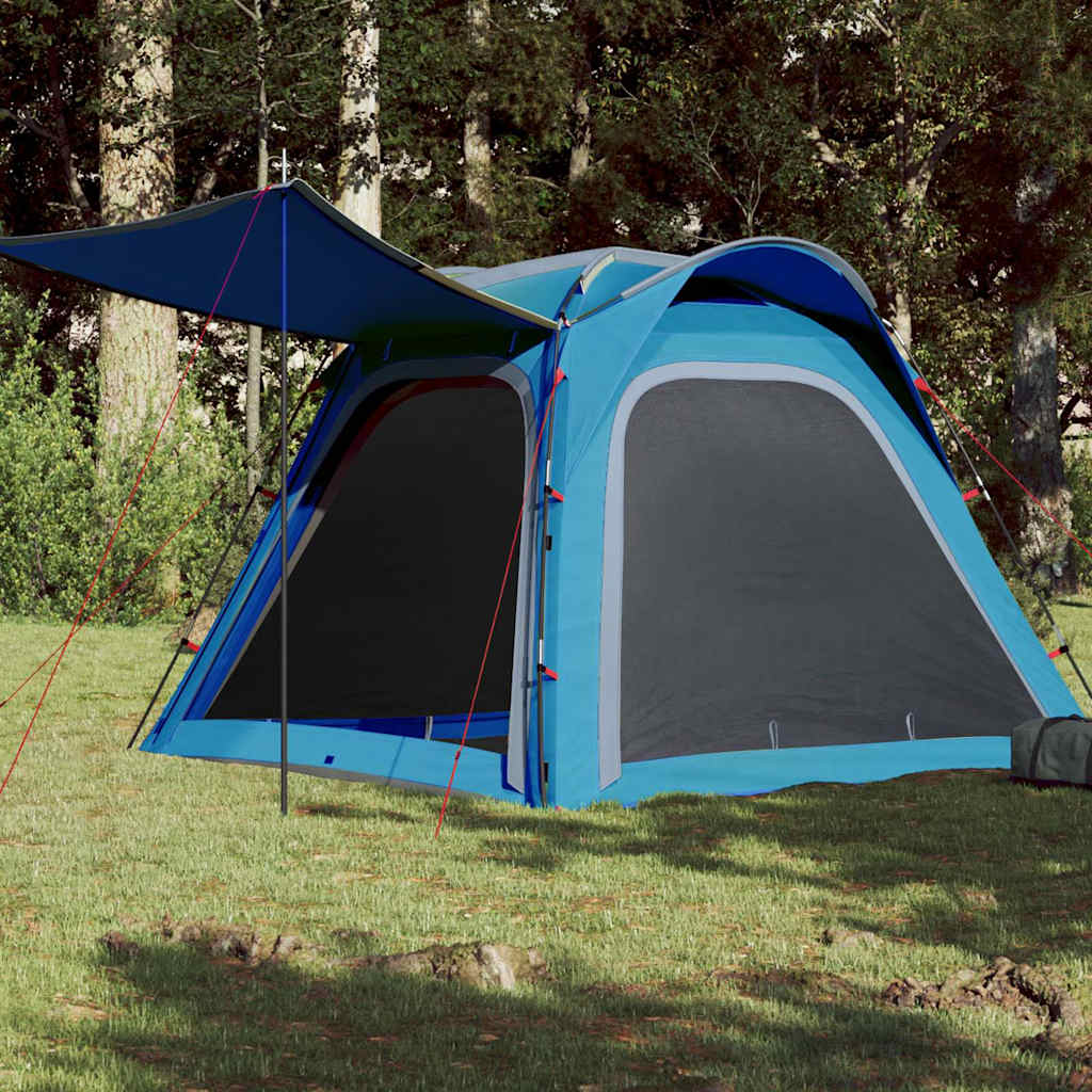4-personers campingtelt - vandafvisende quick-release, blå