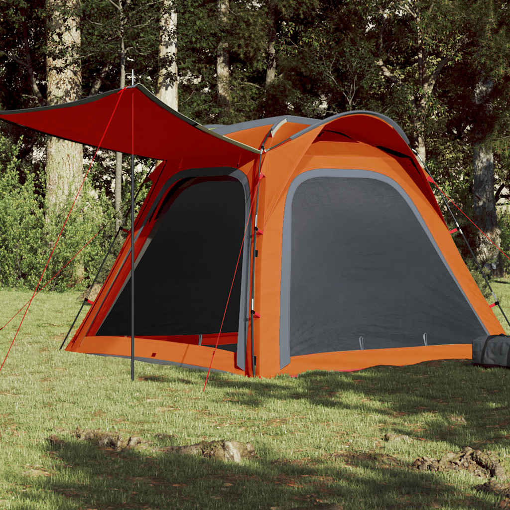 4-personers campingtelt - vandafvisende quick-release, grå/orange