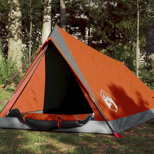 2-personers campingtelt vandtæt grå og orange