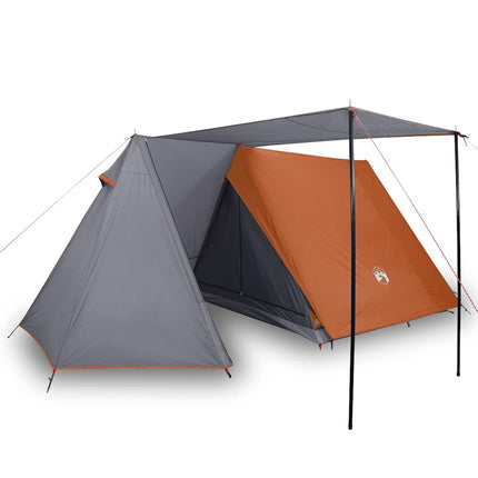 3-personers campingtelt vandtæt grå og orange