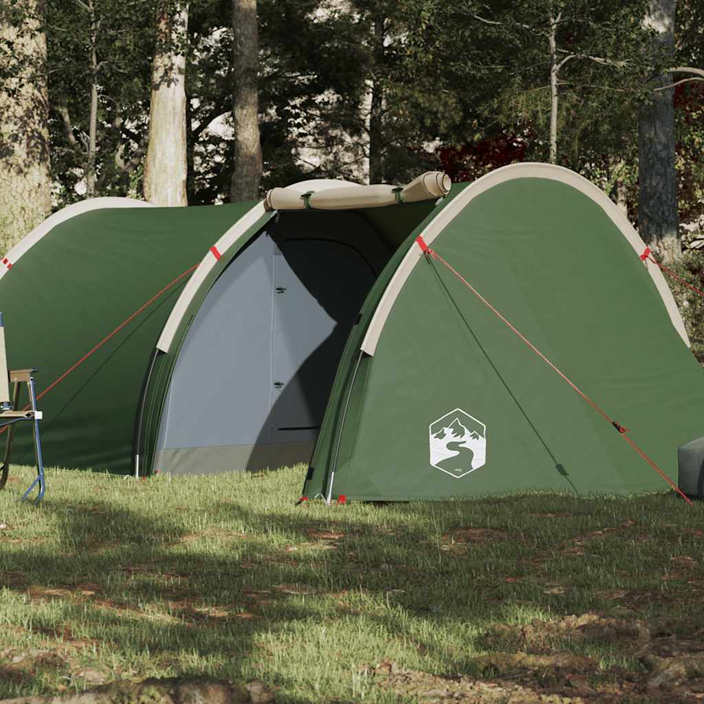 4-personers tunneltelt - vandafvisende campingtelt i grøn