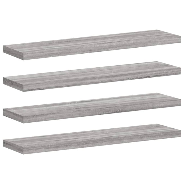 væghylder 4 stk. 40x10x1,5 cm konstrueret træ grå sonoma-eg