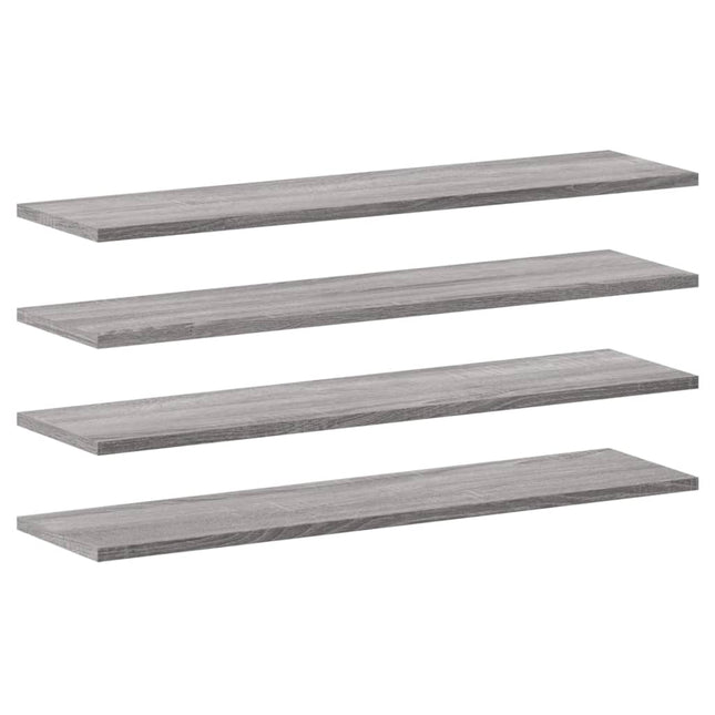 væghylder 4 stk. 80x20x1,5 cm konstrueret træ grå sonoma-eg