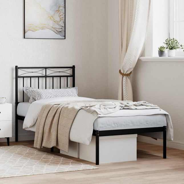 sengeramme med sengegavl 75x190 cm metal sort