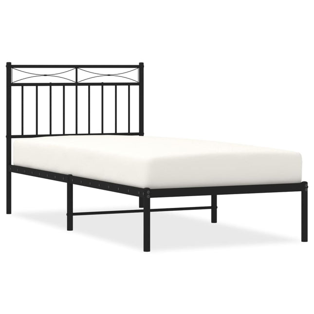 sengeramme med sengegavl 90x190 cm metal sort