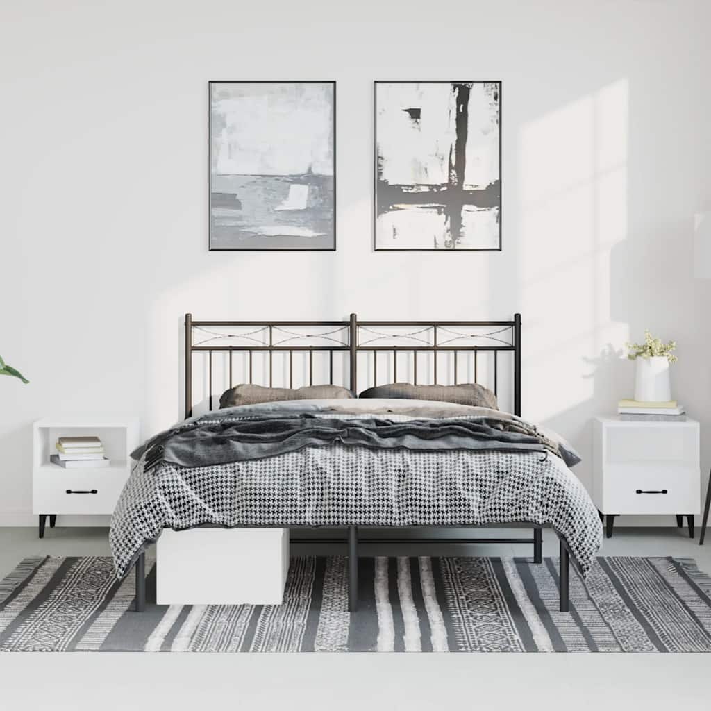sengeramme med sengegavl 135x190 cm metal sort