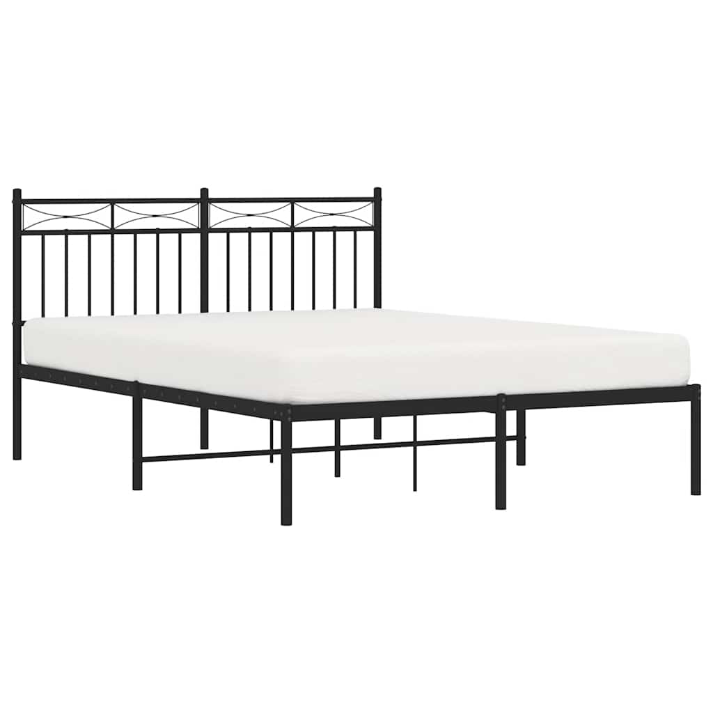 sengeramme med sengegavl 135x190 cm metal sort