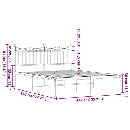sengeramme med sengegavl 135x190 cm metal sort