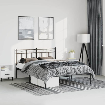 sengeramme med sengegavl 135x190 cm metal sort