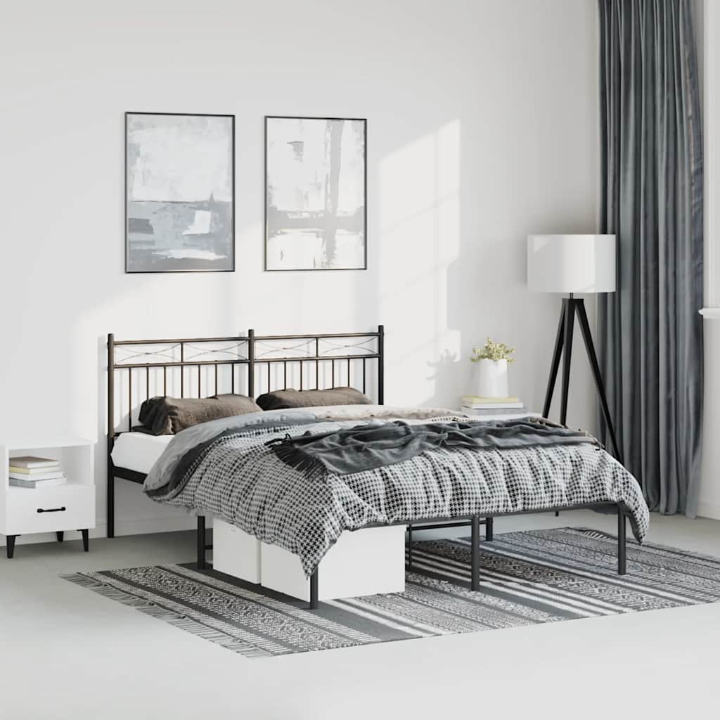 sengeramme med sengegavl 135x190 cm metal sort