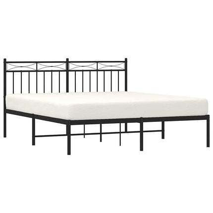 sengeramme med sengegavl 150x200 cm metal sort