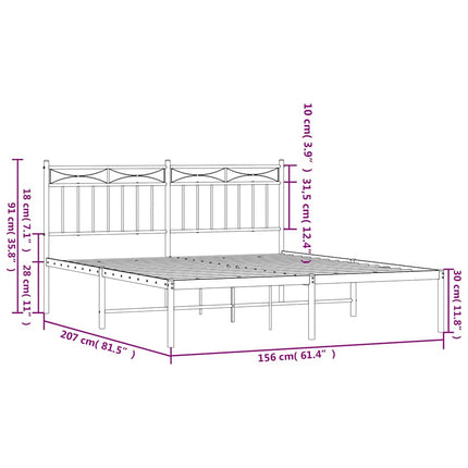 sengeramme med sengegavl 150x200 cm metal sort