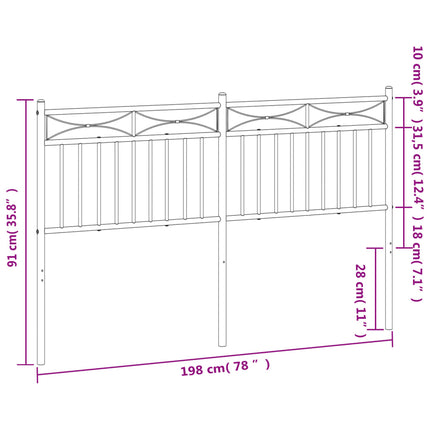udskiftningsgavl 193 cm metal sort