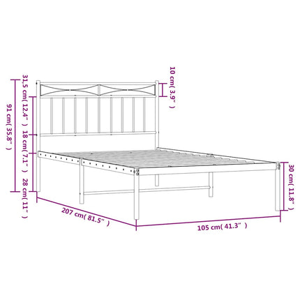 sengeramme med sengegavl 100x200 cm metal hvid
