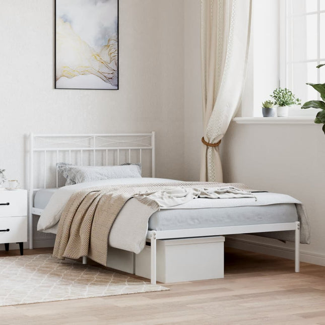 sengeramme med sengegavl 107x203 cm metal hvid