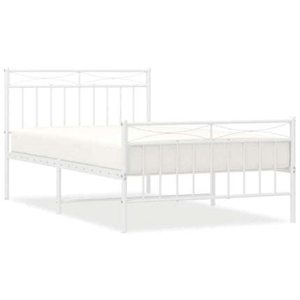 sengeramme med sengegavl og fodgærde 100x200 cm metal hvid