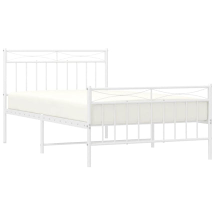 sengeramme med sengegavl og fodgærde 100x200 cm metal hvid