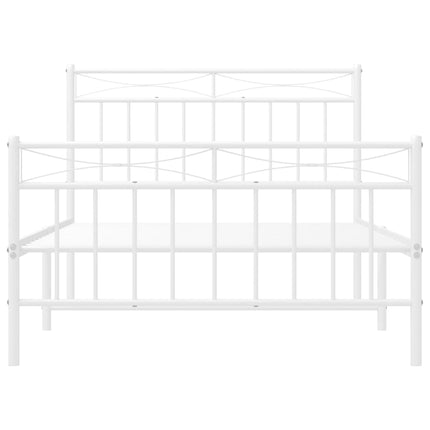 sengeramme med sengegavl og fodgærde 100x200 cm metal hvid