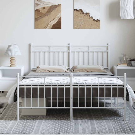 sengeramme med sengegavl og fodgærde 150x200 cm metal hvid