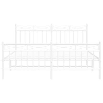 sengeramme med sengegavl og fodgærde 150x200 cm metal hvid