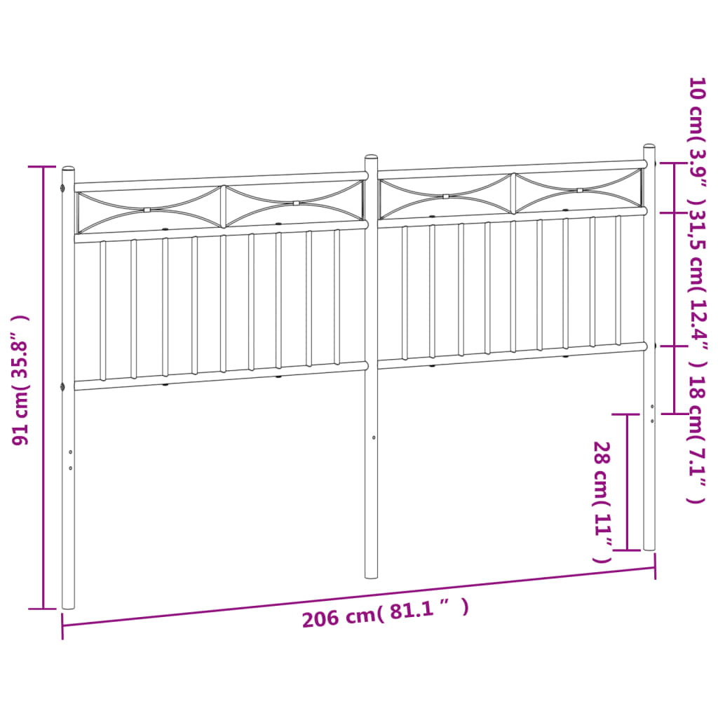 udskiftningsgavl 200 cm metal hvid