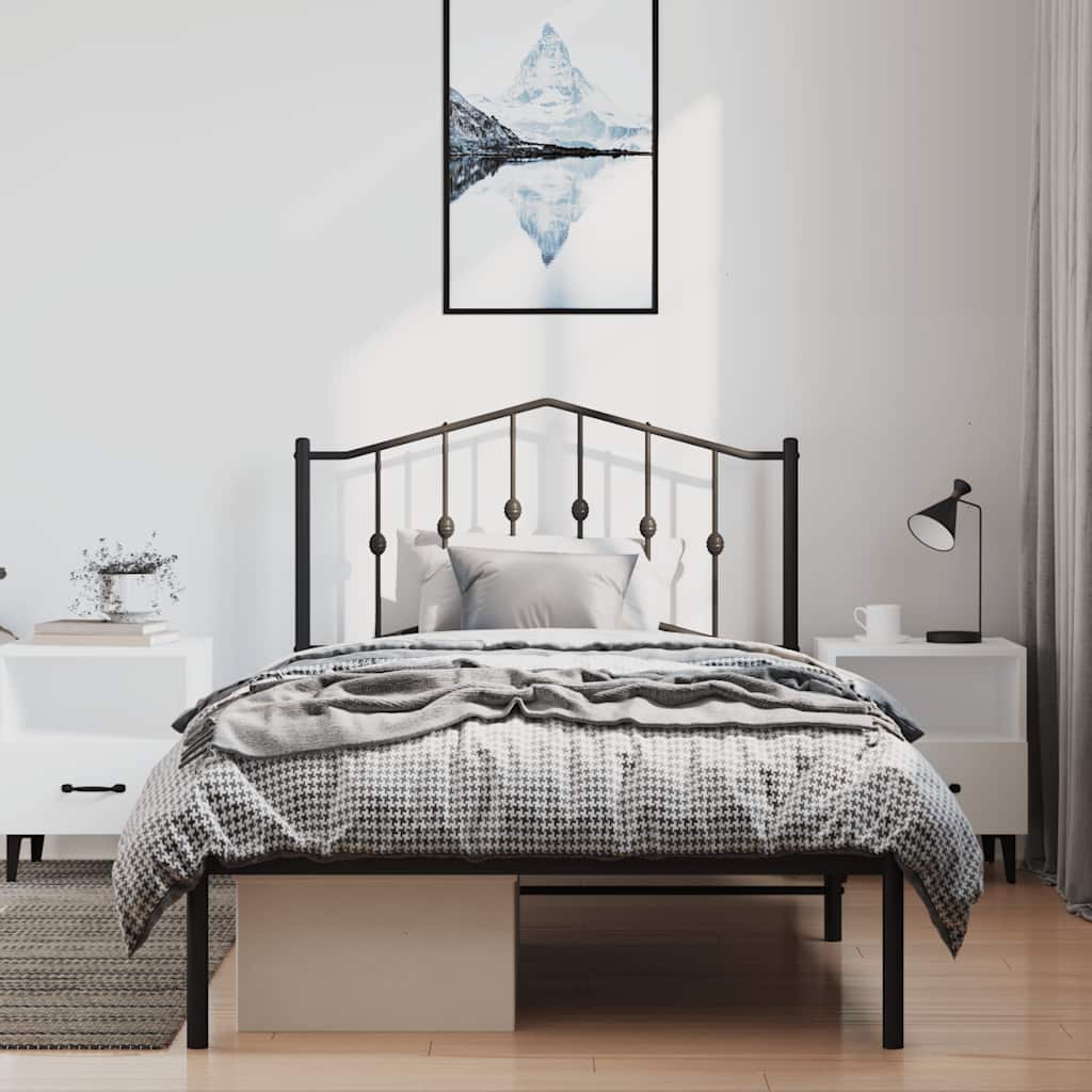 sengeramme med sengegavl 100x190 cm metal sort