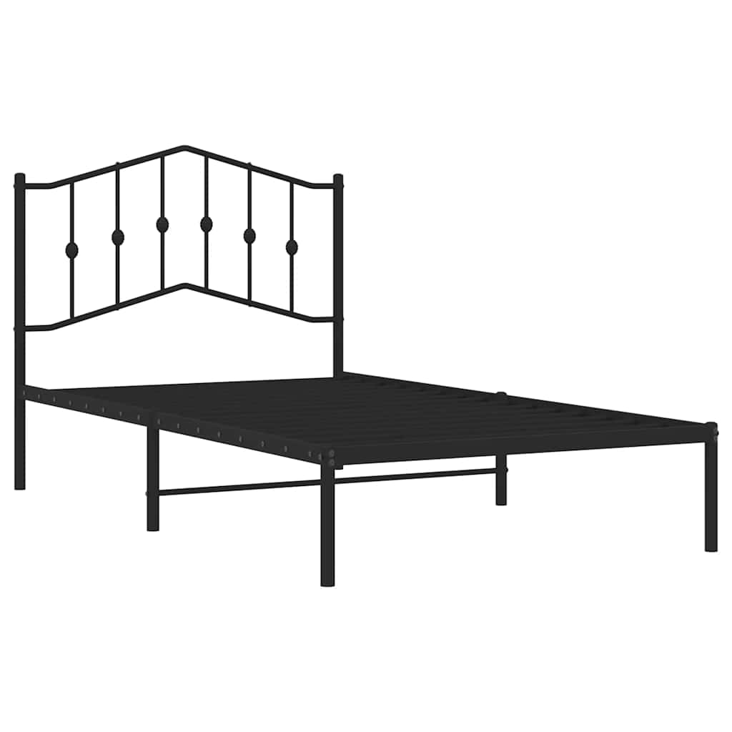 sengeramme med sengegavl 100x190 cm metal sort