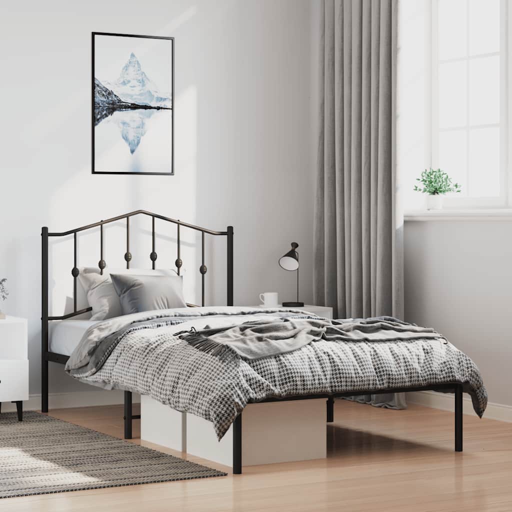 sengeramme med sengegavl 100x190 cm metal sort