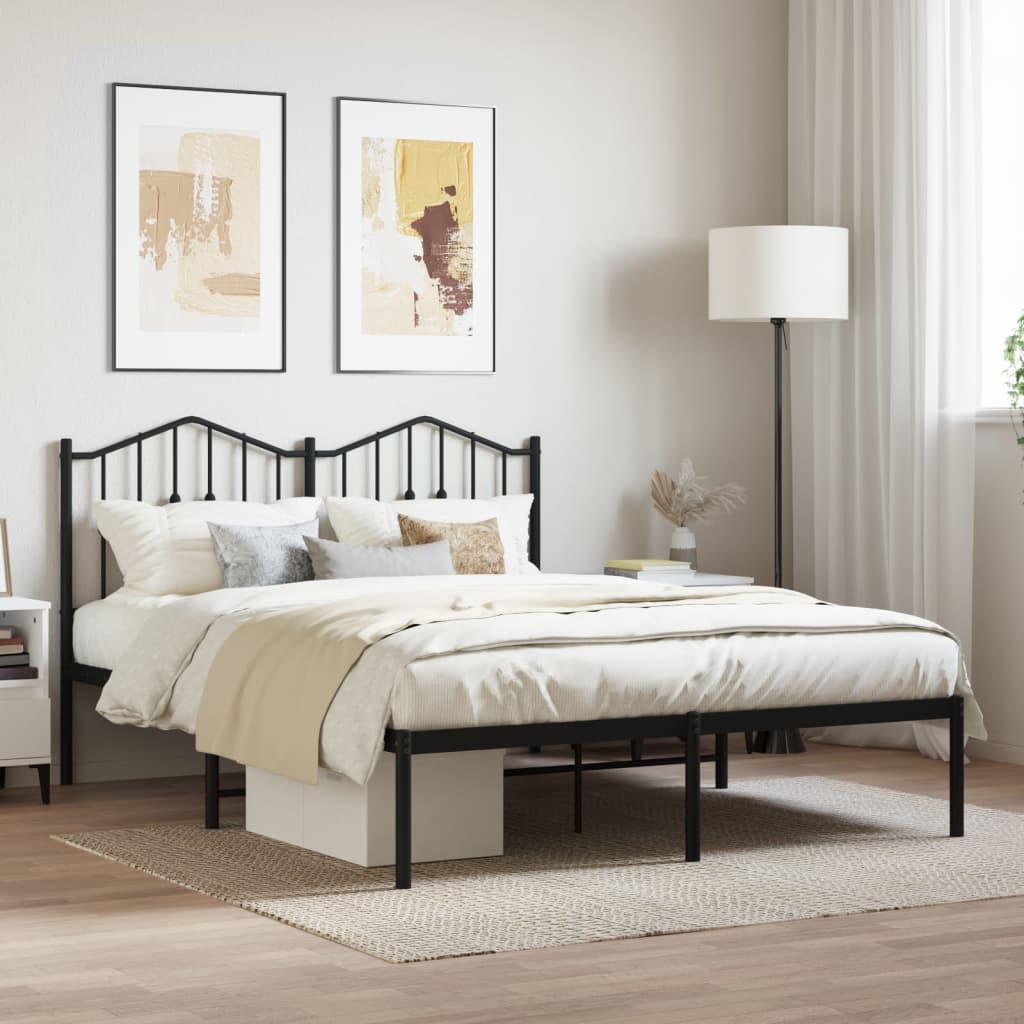 sengeramme med sengegavl 140x200 cm metal sort