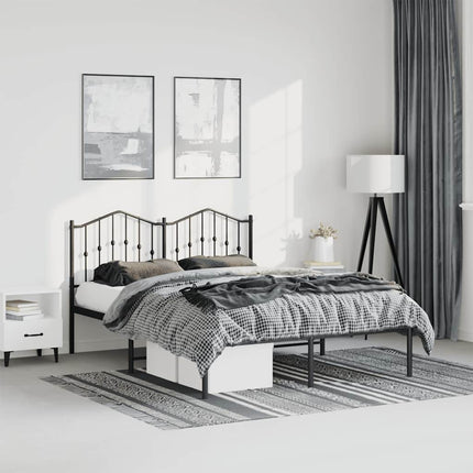 sengeramme med sengegavl 150x200 cm metal sort
