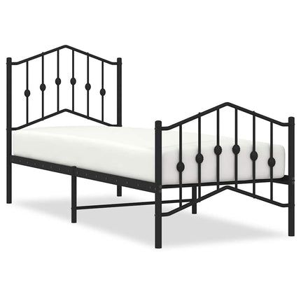 sengeramme med sengegavl og fodgærde 75x190 cm metal sort