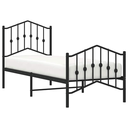 sengeramme med sengegavl og fodgærde 75x190 cm metal sort