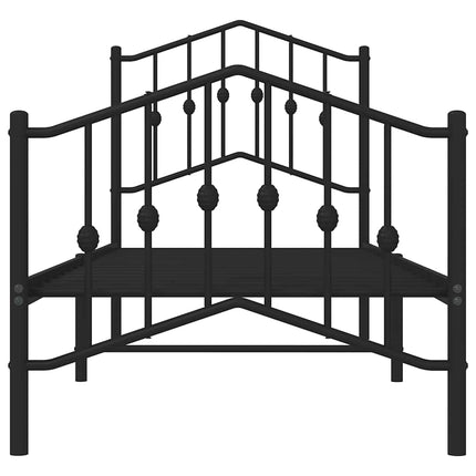 sengeramme med sengegavl og fodgærde 75x190 cm metal sort