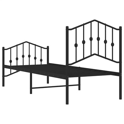 sengeramme med sengegavl og fodgærde 75x190 cm metal sort