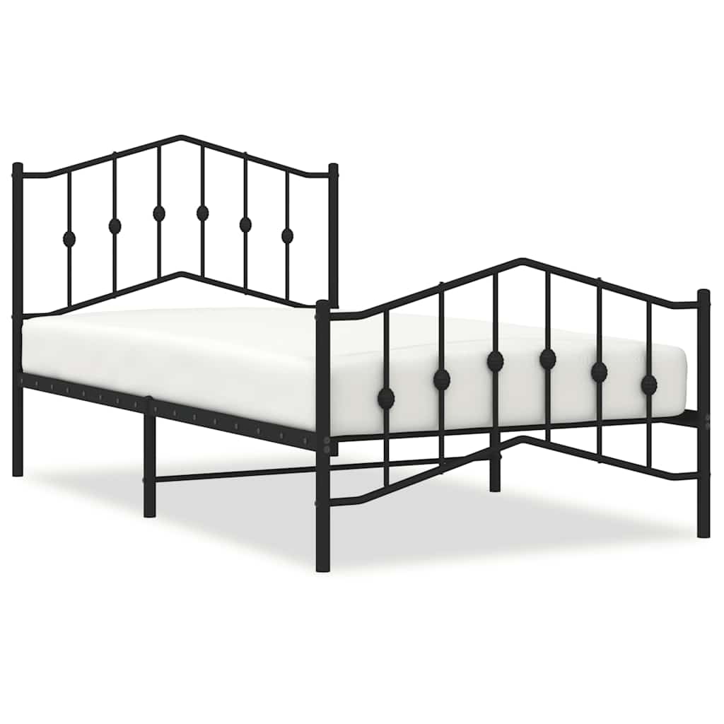 sengeramme med sengegavl og fodgærde 100x190 cm metal sort