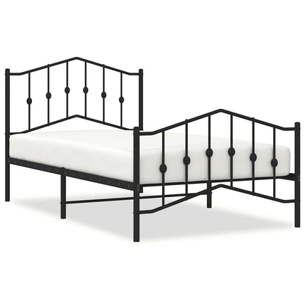 sengeramme med sengegavl og fodgærde 100x190 cm metal sort