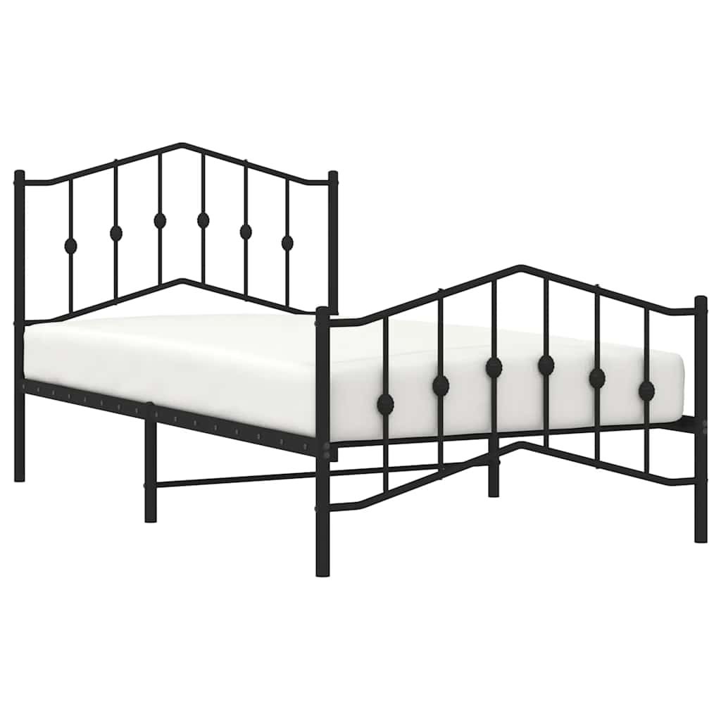 sengeramme med sengegavl og fodgærde 100x190 cm metal sort
