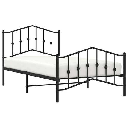 sengeramme med sengegavl og fodgærde 100x190 cm metal sort