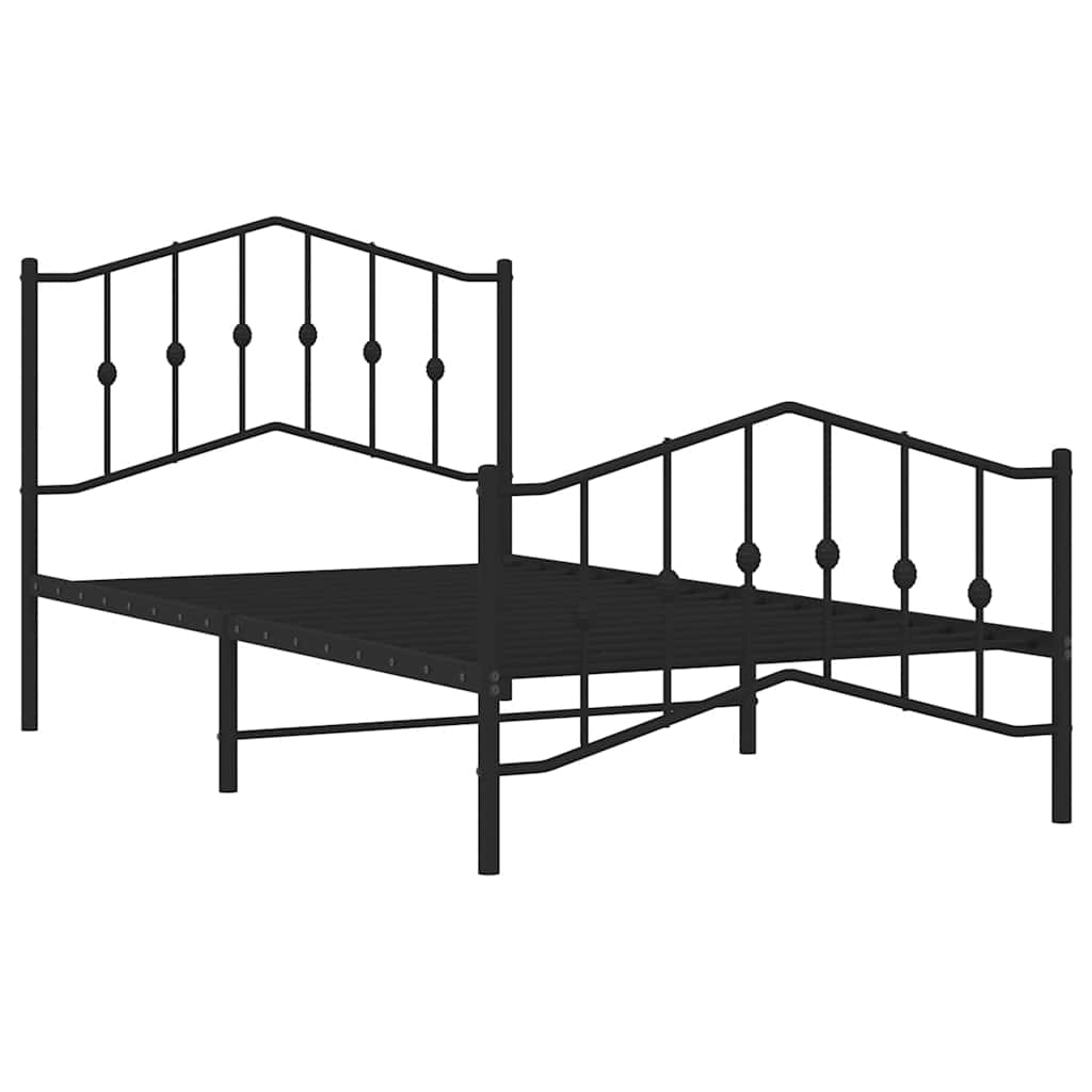 sengeramme med sengegavl og fodgærde 100x190 cm metal sort