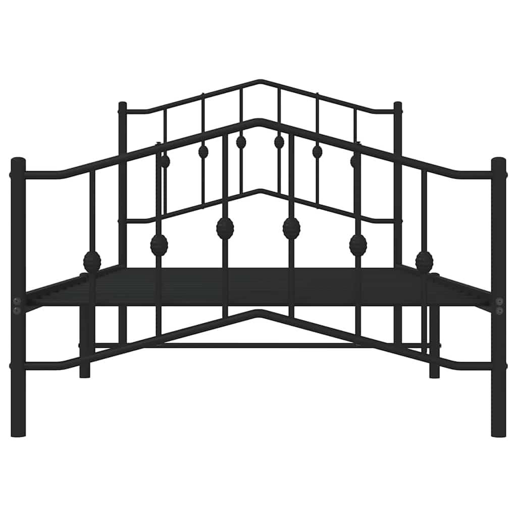 sengeramme med sengegavl og fodgærde 100x190 cm metal sort