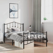 sengeramme med sengegavl og fodgærde 100x190 cm metal sort