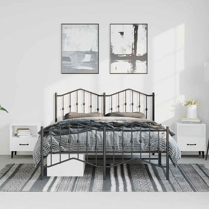 sengeramme med sengegavl og fodgærde 135x190 cm metal sort