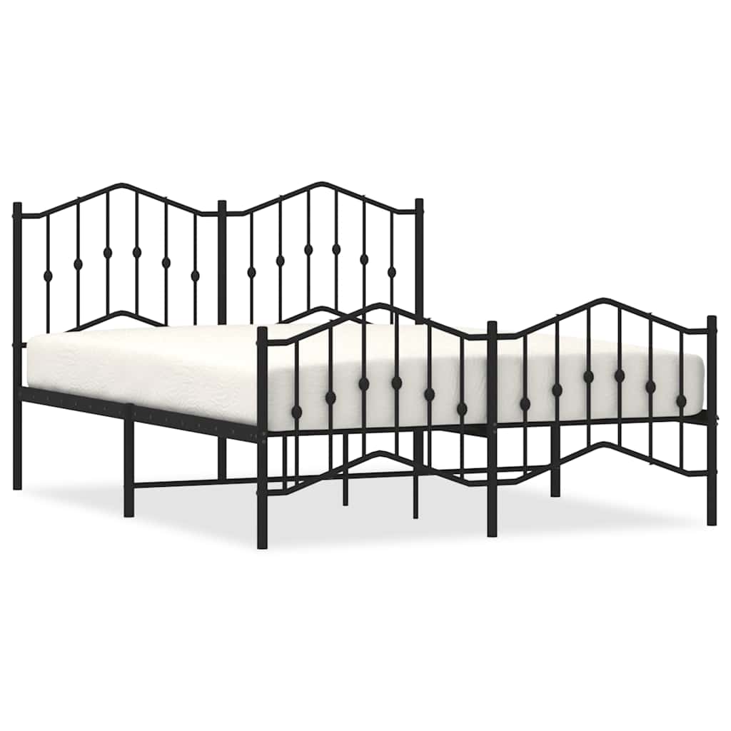 sengeramme med sengegavl og fodgærde 140x200 cm metal sort