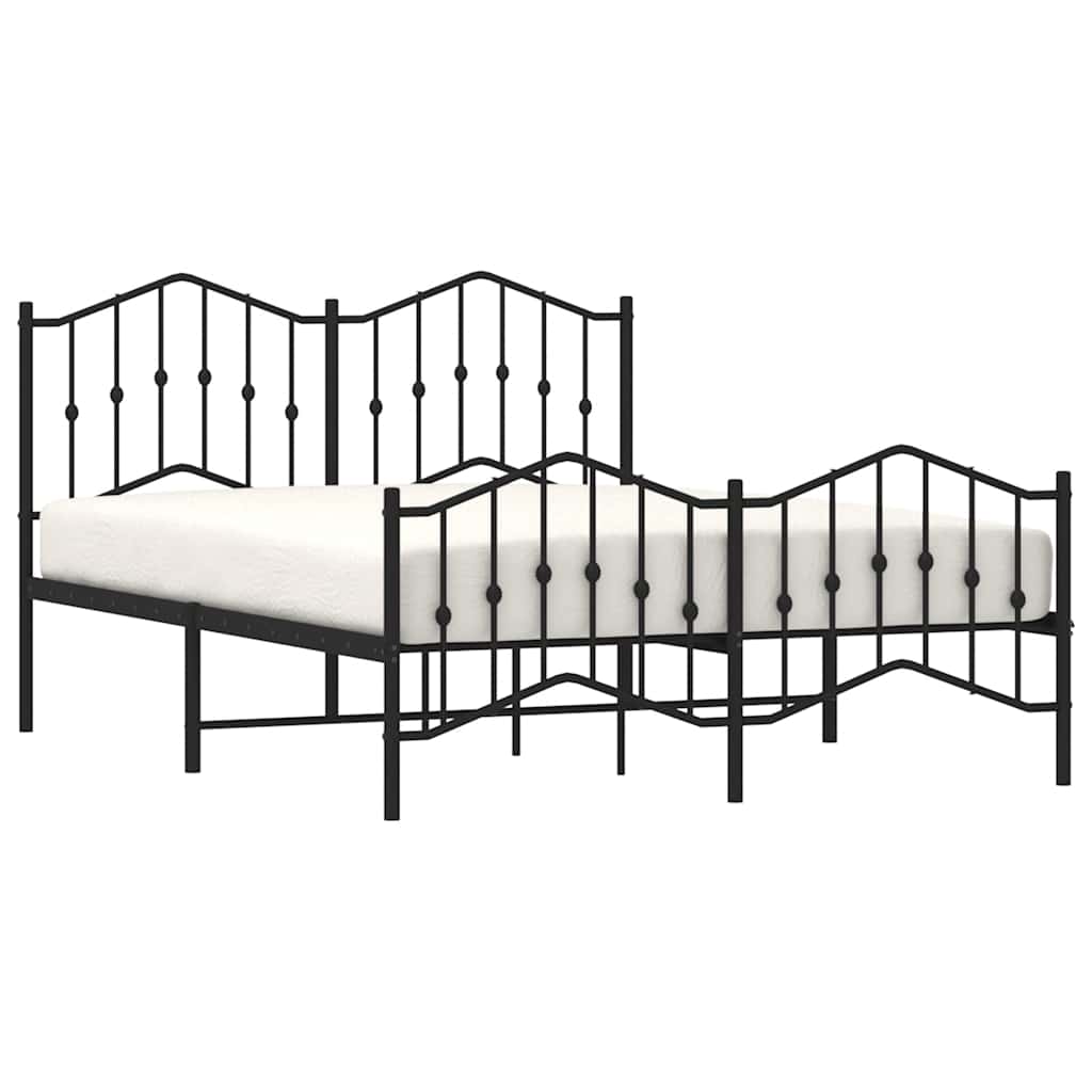 sengeramme med sengegavl og fodgærde 140x200 cm metal sort