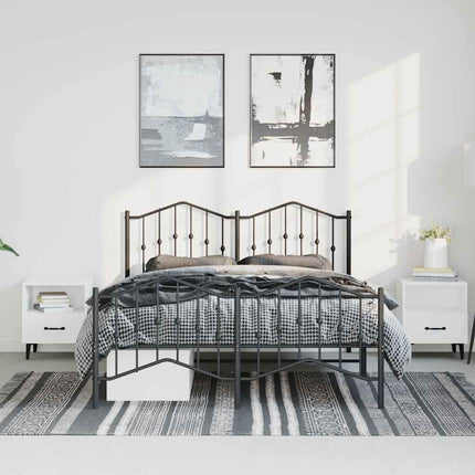 sengeramme med sengegavl og fodgærde 150x200 cm metal sort